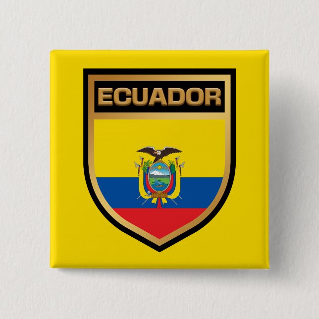 Bóton Quadrado 5.08cm Escudo do Sinalizador do Equador (Frente)