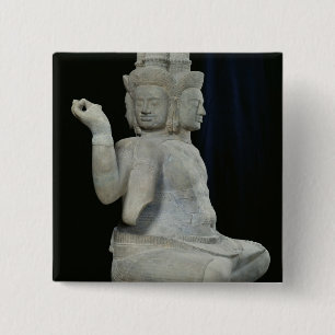 Bóton Quadrado 5.08cm Escultura de Brahma com quatro caras