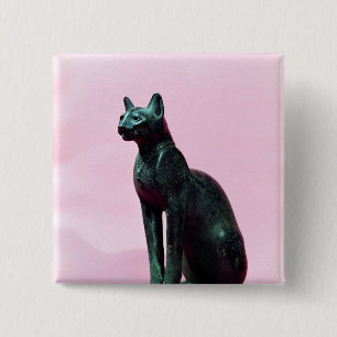 Bóton Quadrado 5.08cm Escultura de um gato, período atrasado
