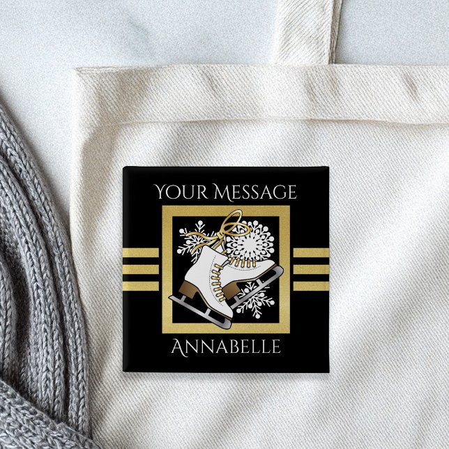 Bóton Quadrado 5.08cm Esfolamento de gelo Dourado preto personalizado (Criador carregado)