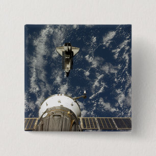 Bóton Quadrado 5.08cm Esforço do vaivém espacial e uma nave espacial d