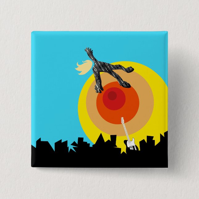 Bóton Quadrado 5.08cm espaço supersônico eurovision uk sam (Frente)