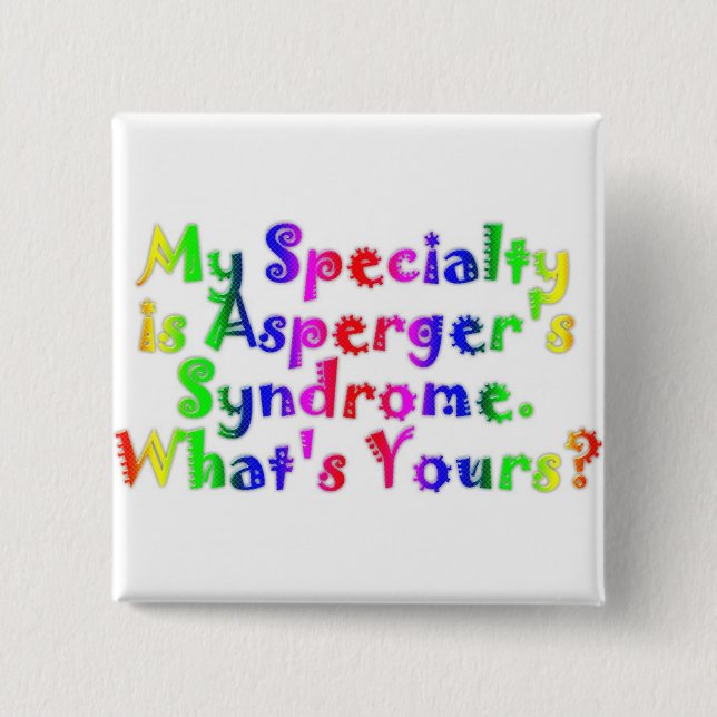 Bóton Quadrado 5.08cm Especialidade de Asperger (Frente)