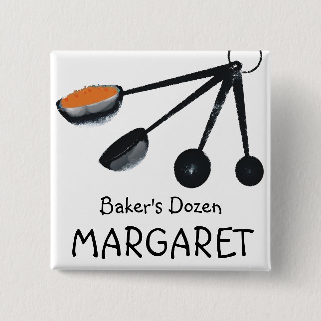 Bóton Quadrado 5.08cm Especiarias das colheres de medição que cozinham o (Frente)