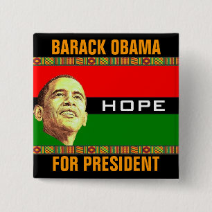 Bóton Quadrado 5.08cm Esperança de Barack Obama