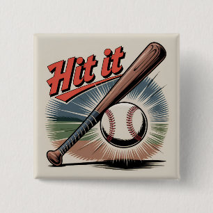 Bóton Quadrado 5.08cm Esportes Retro De Basebol Vintage "Atingi It"