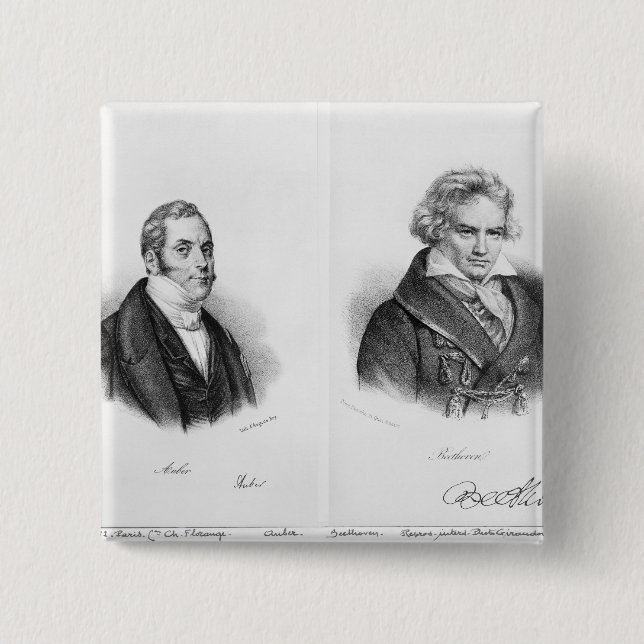 Bóton Quadrado 5.08cm Esprit Auber e Ludwig van Beethoven (Frente)
