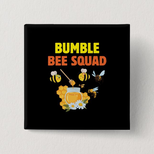 Bóton Quadrado 5.08cm Esquadrão 2 da Beekeeper Art Bumble (Frente)