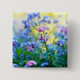 Bóton Quadrado 5.08cm Esqueçam-me-não-flores