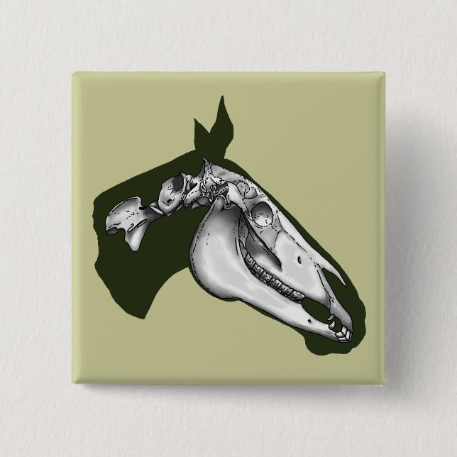 Bóton Quadrado 5.08cm Esqueleto de Cavalo (Frente)