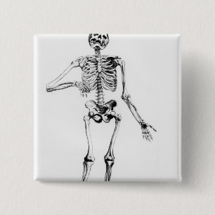Bóton Quadrado 5.08cm Esqueleto humano