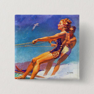 Bóton Quadrado 5.08cm Esquiador da água por McClelland Barclay
