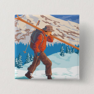 Bóton Quadrado 5.08cm Esquiador que leva SkisNew México