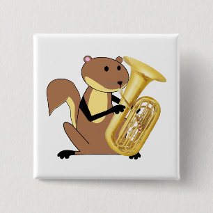 Bóton Quadrado 5.08cm Esquilo que joga a tuba
