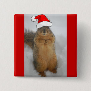 Bóton Quadrado 5.08cm Esquilos de Natal