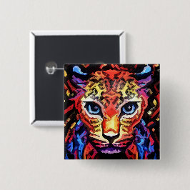 Bóton Quadrado 5.08cm Esse Visual Colorido de Leopardo