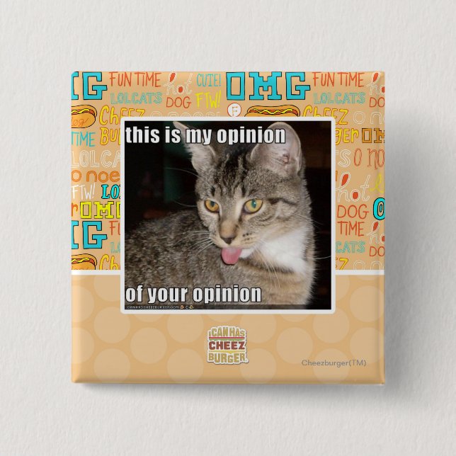 Bóton Quadrado 5.08cm esta é minha opinião (Frente)