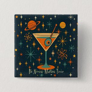 Bóton Quadrado 5.08cm Está na Hora do Martini Atômico Estrelas Cósmicas