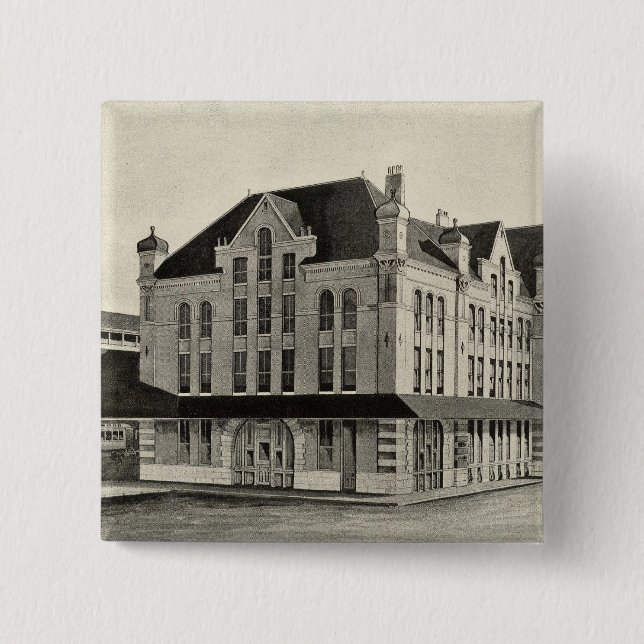 Bóton Quadrado 5.08cm Estação, Concord & Montreal Railroad, Concord (Frente)