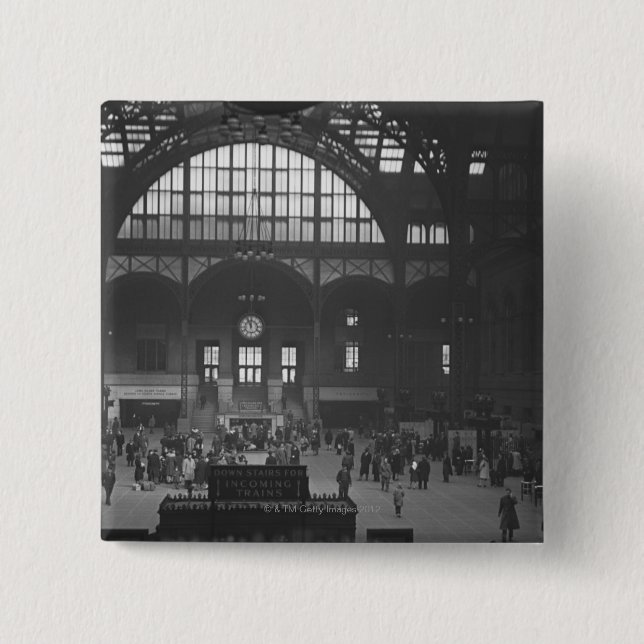 Bóton Quadrado 5.08cm Estação de estrada de ferro (Frente)