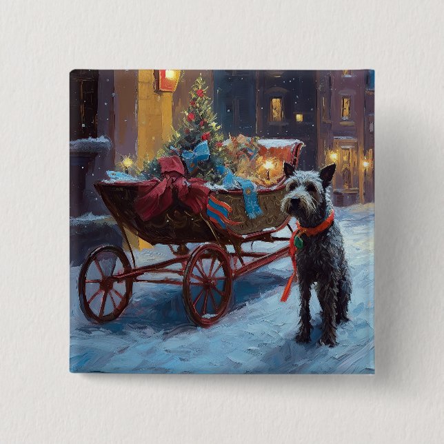 Bóton Quadrado 5.08cm Estação Festiva de Natal Chesapeake (Frente)