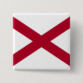Bóton Quadrado 5.08cm Estado da bandeira do Alabama