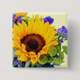 Bóton Quadrado 5.08cm Estado de girassol e azul