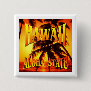 Bóton Quadrado 5.08cm Estado de Havaí Aloha