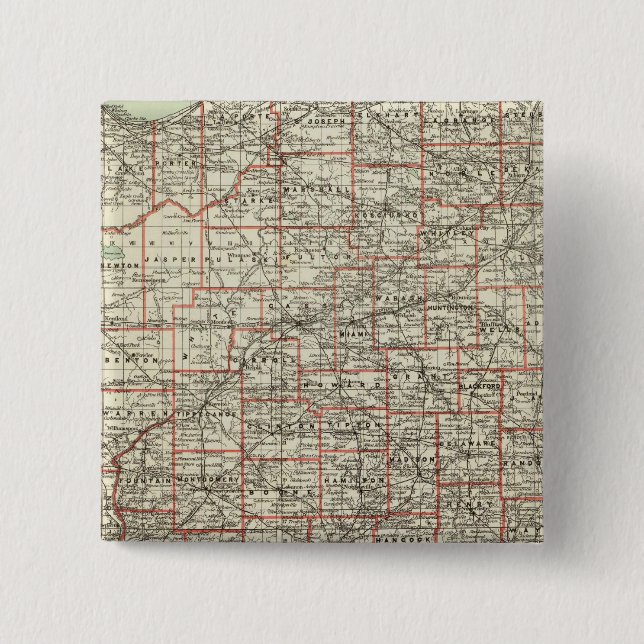 Bóton Quadrado 5.08cm Estado de Indiana (Frente)