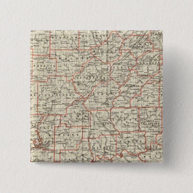 Bóton Quadrado 5.08cm Estado do Alabama (Frente)