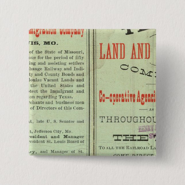 Bóton Quadrado 5.08cm Estado do Texas (Frente)