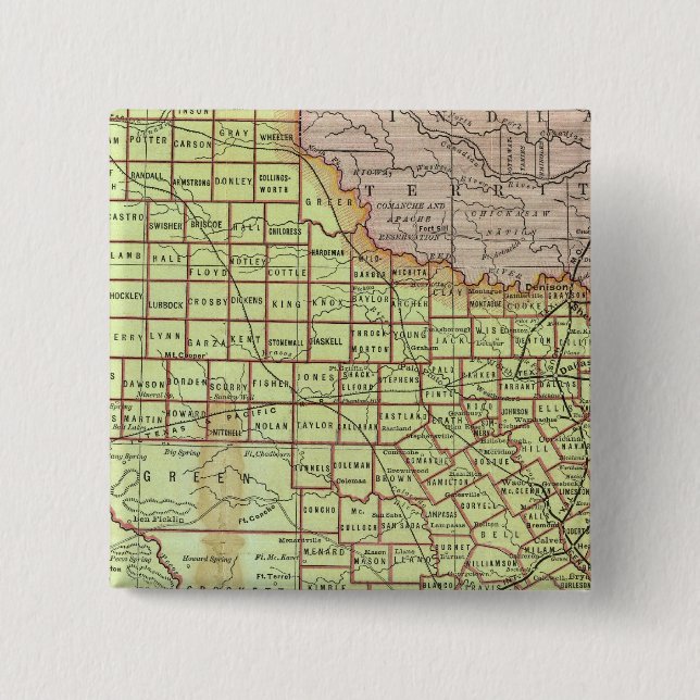 Bóton Quadrado 5.08cm Estado do Texas 3 (Frente)