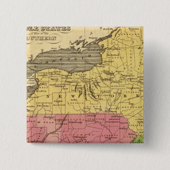 Bóton Quadrado 5.08cm Estados médios 3 (Frente)