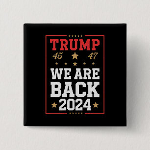 Bóton Quadrado 5.08cm Estamos de Volta Trump EUA Bandeira Eleição Venced