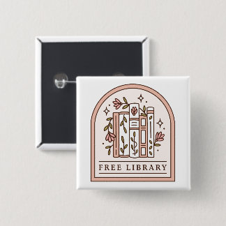 Bóton Quadrado 5.08cm Estante de livros florais de biblioteca gratuita e