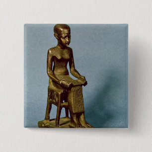 Bóton Quadrado 5.08cm Estátua assentada de Imhotep que guardara um