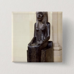 Bóton Quadrado 5.08cm Estátua da deusa leão-dirigida Sekhmet