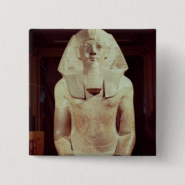 Bóton Quadrado 5.08cm Estátua da rainha Makare Hatshepsut (Frente)