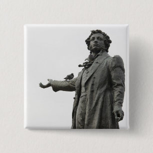 Bóton Quadrado 5.08cm Estátua de Alexander Pushkin, Santo Petersburgo