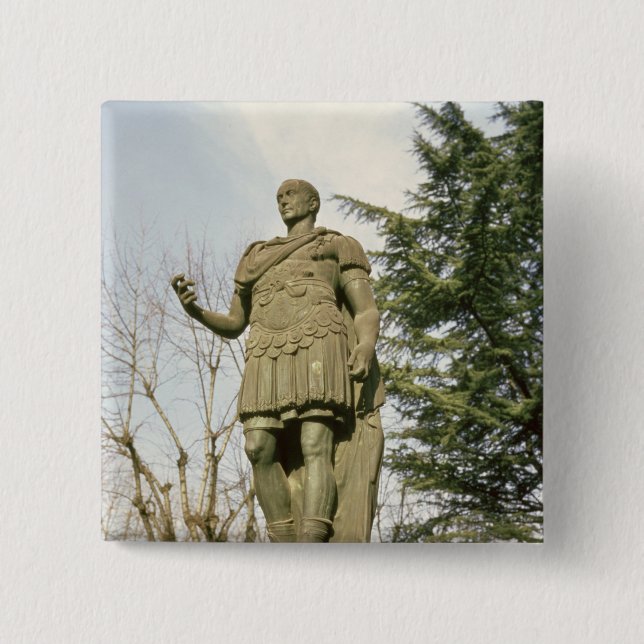 Bóton Quadrado 5.08cm Estátua de Júlio César (Frente)