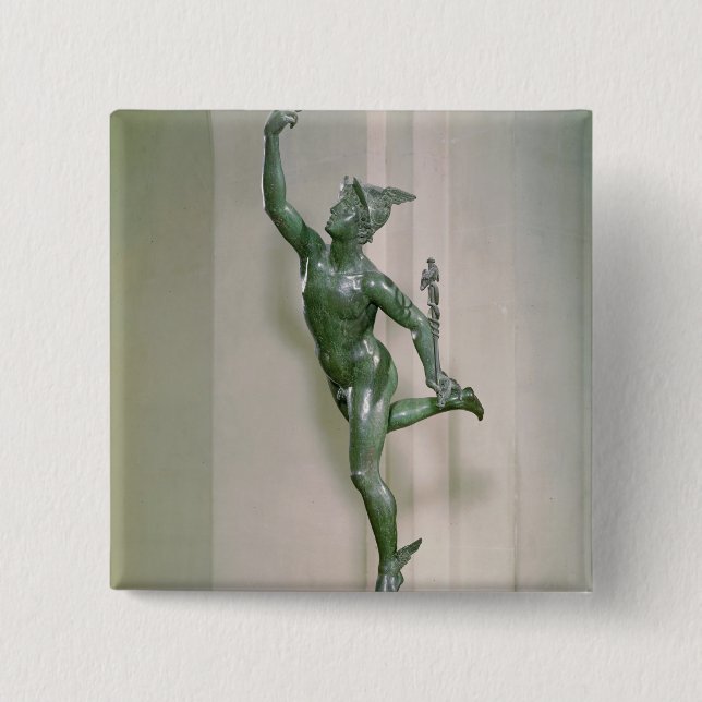 Bóton Quadrado 5.08cm Estátua de Mercury (Frente)