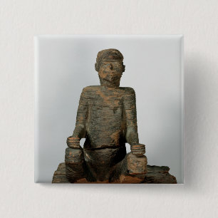 Bóton Quadrado 5.08cm Estátua de um homem assentado, Mbembe, Nigéria