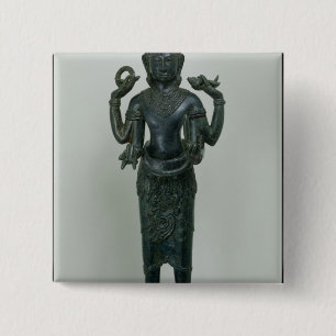 Bóton Quadrado 5.08cm Estátua de Vishnu em seu formulário triplo de