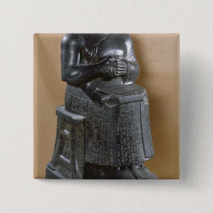 Bóton Quadrado 5.08cm Estátua decapitado do príncipe Gudea como