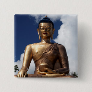 Bóton Quadrado 5.08cm Estátua do Buda Sentado