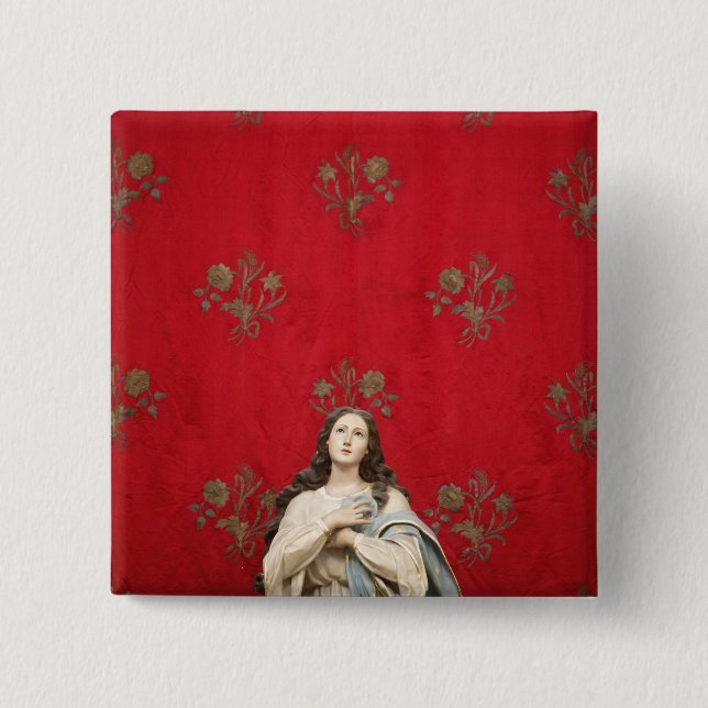 Bóton Quadrado 5.08cm Estátua em uma igreja de Spaccanapoli, Nápoles do (Frente)