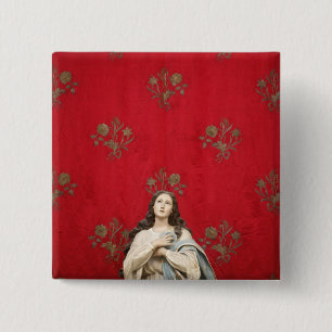 Bóton Quadrado 5.08cm Estátua em uma igreja de Spaccanapoli, Nápoles do