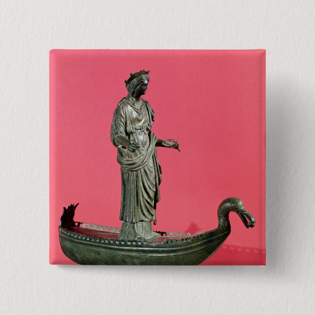 Bóton Quadrado 5.08cm Estatueta da deusa Sequana (Frente)