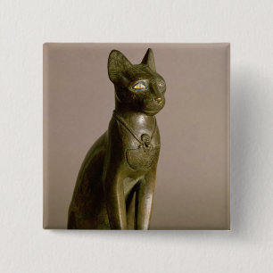 Bóton Quadrado 5.08cm Estatueta de um gato que representa a deusa Bastet