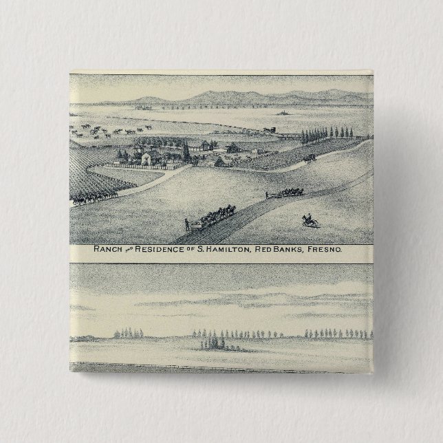 Bóton Quadrado 5.08cm Estella Blanca Vineyard, Califórnia (Frente)